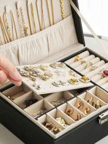 1 Hộp đựng trang sức dung tích lớn hai lớp có ngăn kéo, Hộp đựng trang sức di động, Hộp đựng trang sức bằng da làm quà tặng, Ngăn kéo lưu trữ phòng tắm và để bàn, Giá đựng trang sức có thể xếp chồng lên nhau, Hộp đựng bao bì trưng bày thanh lịch cho nhẫn, vòng cổ, vòng tay và mặt dây chuyền, Quà tặng lý tưởng cho phòng vợ, Trang trí nhà cửa, Trang trí phòng tắm, Trang trí phòng ngủ, Thích hợp cho nhẫn, vòng cổ, đồng hồ, hoa tai, vòng tay, Ngày của mẹ, Quà tặng năm mới, Quà tặng ngày lễ tình nhân, Quà tặng sinh nhật - Nhiều màu - Xem 6