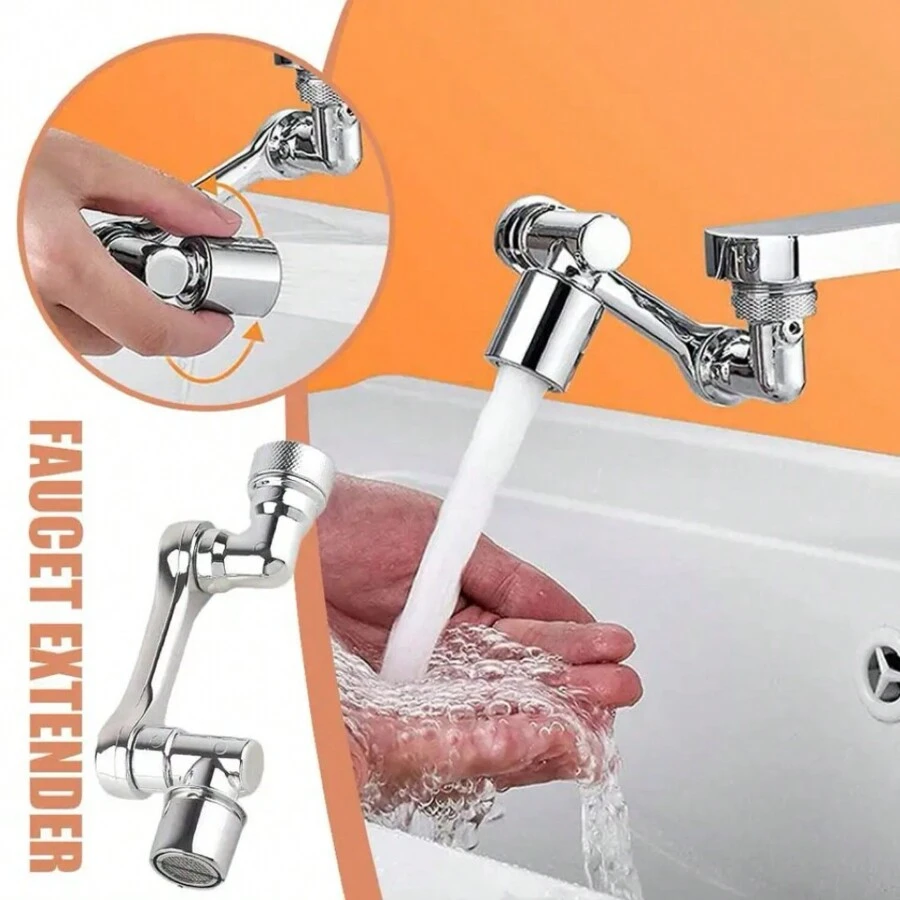 Universal 1080° Rotation Faucet Extender Spray Head Kitchen Robot Arm Mixer Aerator Bubbler Water Tap Nozzlehome Bathroom Decor Summer - Silver - View 1