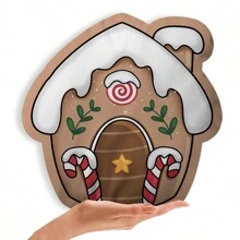 3D Christmas House Pillow - Màu be - Xem 1