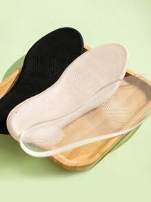 1 Pair Silicone Suede Shoe Insoles, Beige/Black/Transparent, Shock-Absorbing, Anti-Slip, Soft And Comfortable, Fits Sports Shoes, High Heels And More
