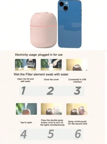 RAF 1 Multi Color Ambient Light Portable Mini Humidifier And Fragrance Diffuser USB Power, Vehicle And Household Dual Spray, Capacity 7.04oz/220ml (Excluding Essential Oil),Umidificador De Ar