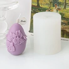 1pc Easter Egg Pattern Silicone Mold Candle Mold Aromatherapy Plaster Resin DIY Craft Candles Making Tools Gypsum Ornaments Embossed Flower Egg Candle Mold