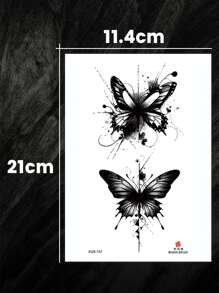 1pc Temporary Tattoo Sticker, Butterfly Pattern Paper Tattoo Sticker, Sexy Black Butterfly Design For Waist, Abdomen, Back Of Thigh, Multi-Functional Body Art Fake Tattoo Suitable For Men And Women, Perfect For Arms, Chest, Abdomen And Back – , Easy To Apply And Remove - Black - View 5