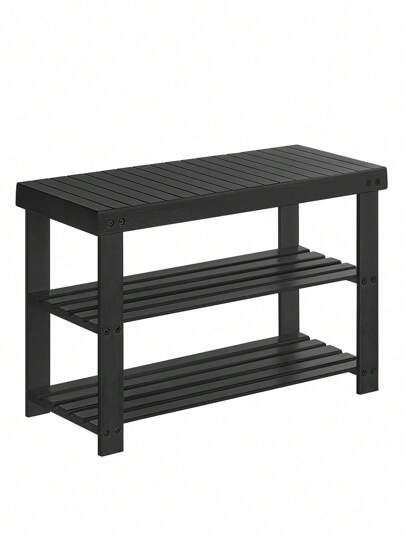  SONGMICS Banco Zapatero Banco para Zapatos de Bambú Estante para Zapatos Organizador de Zapatos Estable para Sala de Estar Dormitorio Negro