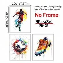3pcs Bez Ramki Płótna Poster Abstrakcyjny Piłka nożna Sportowiec Sztuka ścienna Nowoczesny  Akwarela Piłka nożna Nadruk Idealny Prezent Dla Sypialnia Dekoracje Salon Dekoracje Rama