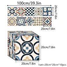 10 piezas Pegatinas de azulejos cerámicos pequeños de estilo mediterráneo autoadhesivos, vinilos impermeables para pared de cocina, baño, revestimiento de baño, regalo de cumpleaños, graduación, decoración de habitación, decoración del hogar, decoración de pared, decoración de baño, decoración de dormitorio, decoración de sala de estar, papel tapiz de pared, pegatinas de pared, decoración del hogar - Multicolor - Ver 13