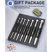 Nicpro Dry Brush Miniature Painting, 7 Sizes Professional Drybrush Set With Storage Case, Hobby Detail Paint Brushes For Tabletop & Wargames Miniature Warhammer 40K Model Painting - màu đen - Xem 7