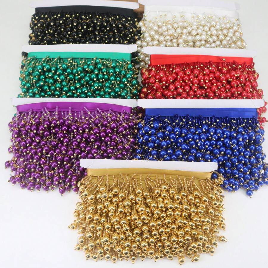 1 Yards Beaded Fringe Decorative Tassels Pendants 4.5cm Wide Lace For Crafts Sewing Accessories Tassel DIY Trimming Trims Trim Fringes Sewing Fringe Tassels Tassel Fringe Trim Decoration Sewing Fringes Fabric And Lace Tassels Crafts Bead Fringe - Multicolor - View 1