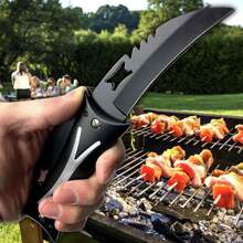 Cool Camping Folding Knife 2Pcs Double Layer Removable 4 Blade Collection Pocket Knife, Outdoor Survival Hunting Hiking Knives, Unique Gifts For Men, Tools For Men - màu đen - Xem 5