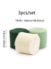 3 卷/包雪纺丝带，带蝴蝶结设计，适用于 DIY 婚礼花束、礼盒包装、蝴蝶结制作、情人节丝带装饰 - 彩色 - 查看 11