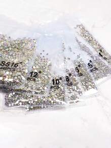 1440 件平底闪光玻璃石水钻水晶 1440 件/包 Ss3-Ss16 白色 Ab 水晶水钻指甲宝石平底圆形水钻平底水钻美甲用品指甲指甲饰