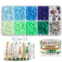 Kit de 4015 piezas para hacer pulseras con cuentas de arcilla, set de accesorios combinados para hacer collares, brazaletes y pendientes con cuentas planas de estilo preppy, un regalo de de cuentas de barro con estética bohemia
