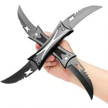Cool Camping Folding Knife 2Pcs Double Layer Removable 4 Blade Collection Pocket Knife, Outdoor Survival Hunting Hiking Knives, Unique Gifts For Men, Tools For Men - màu đen - Xem 7