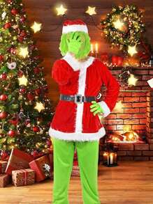 Christmas Costume Green Furry Cosplay Santa Claus Costume Party Party Costume Set Prom