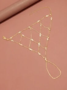 1 pieza Brazalete cadena de mano con malla encrustad a de diamantes, diseño único y elegante de alta gama para cadena de mano de verano