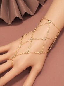 1 pieza Brazalete cadena de mano con malla encrustad a de diamantes, diseño único y elegante de alta gama para cadena de mano de verano