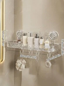 1 pièce Étagère d'angle de salle de bain avec crochet, porte-serviettes mural, étagères de douche gain de place sans perçage, organisateur de rangement de salle de bain, décoration de salle de bain, organisateur de salle de bain, décoration d'automne, rentrée des classes