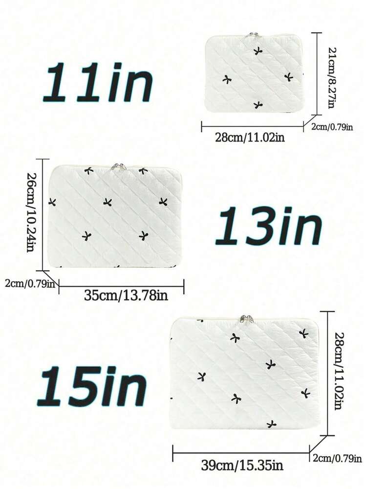 1 pieza Funda plana para portátil con base blanca y lazo negro bordado, se ajusta a tablets de 11/13/15 pulgadas - Blanco - Añade 3