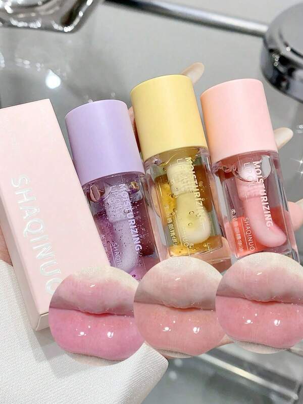 PAORPEVM 1/2/4pcs 3.2ml Hydrating Crystal Jelly Lip Oil, Lip Care Berry Tone Moisturizing, Lighten Lip Lines, Suitable For All Skin Types, Compatible Glossy Makeup Effect Smooth Lip