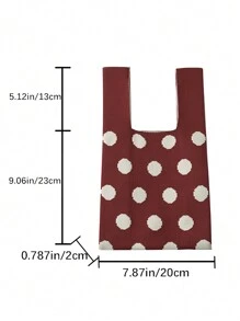 lulu kewen Knot Bag Ladies Texture Pattern Crochet Bag 1 Piece Simple Mini Crochet Bags Handheld Bag Texture Pattern Knitting Crochet Breathable Lightweight Foldable Pocket, Suitable For Mobile Phones,Small Change - Burgundy - View 9