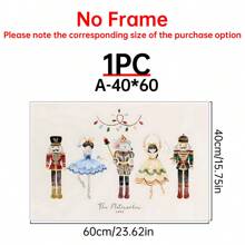 1pc Nutcracker Print, Vintage Watercolor Printable Wall Art, Nursery Wall Prints, Kids Xmas Digital Home Decor,Canvas Wall Poster, Bedroom Living Room Hallway Decoration Christmas Decorations Room Decor Christmas
