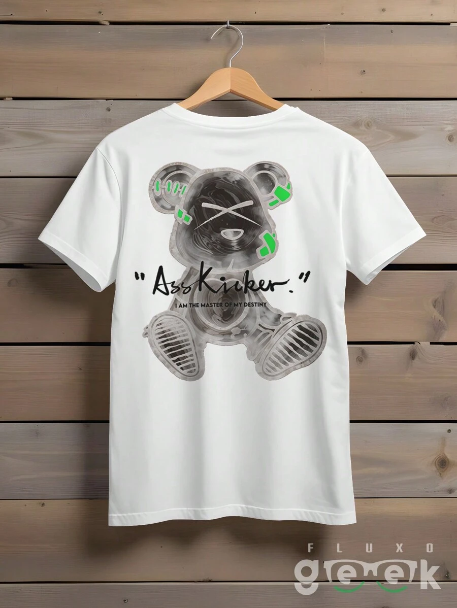 T-Shirt Bear Shirt Bear Print Oversized Streetwear Premium Cotton Ref 1483 FLUXOGEEK - 白色 - 查看 1