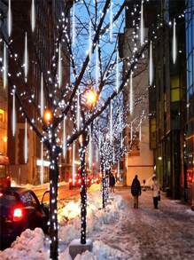 1 件流星雨灯带 192 个 LED 雪花冰柱层叠灯，户外/室内冰柱灯，LED 装饰 - 白色 - 查看 5