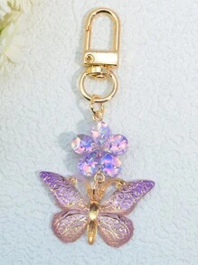 1pc Butterfly & Flower Keychain, Simple & Versatile Gift For Women - Butterfly Flowers - View 5