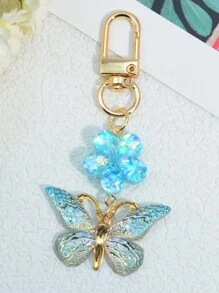 1pc Butterfly & Flower Keychain, Simple & Versatile Gift For Women - Butterfly Flowers - View 4