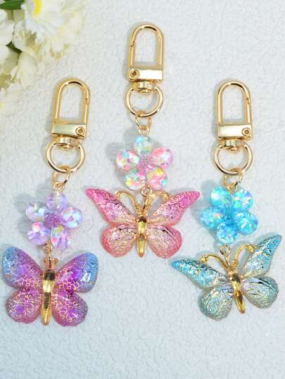 1pc Butterfly & Flower Keychain, Simple & Versatile Gift For Women Gifts For Mother, Father, Graduation, And Teacher