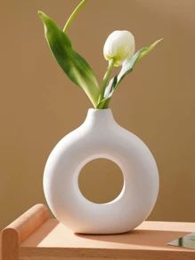 1 pieza Jarrón redondo de plástico blanco, Jarrón decorativo para flores secas, Jarrón de cerámica para pasto pampa, Jarrón multicolor para flores, Jarrón redondo, Jarrón blanco para flores artificiales, Jarrón decorativo, Soporte para flores secas, Jarrón para flores frescas, Jarrón para flores en maceta, Jarrón de suelo, Jarrón con forma de libro, Decoración de sala de estar, Decoración de dormitorio, Decoración del hogar, Jarrón antivuelco, Jarrón para flores artificiales