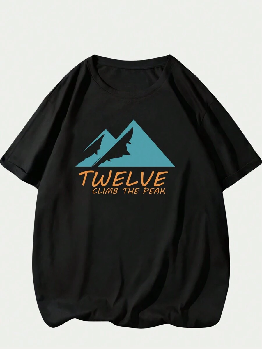 Cotton T-Shirt Retro Phrase Comfort Premium Elegant Unisex Soft Short Sleeve - 黑色 - 查看 1