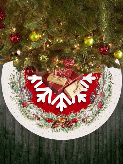 1pc Christmas Tree Skirt, 48 Inch Red Tree Skirts, Premium Xmas Tree Skirt Ornaments & Decorations - Perfect For Festive Season, Christmas & Holiday Celebrations, Elegant Xmas Decor For Home & Parties. Best Gifts Birthday