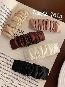 5pcs/1pc 7cm/2.76in Silk Satin Black, White, Khaki, Hair Clips, Fashion Versatile High-End Elegant Simple Minimalist Bangs Side Clips, Suitable For Daily, Casual, Party, Work, Travel, Hairstyling, Makeup, Outfit Accessory Claw Clips Hair Claws Hair Barrettes