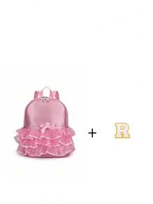 1pc Girls' Nylon Zipper A-Z 26 Letter Fashion Lace Dance Bag, Ballet Bag, Latin Dance Backpack, Suitable For Daily Use (Random Zipper) (DIY Letter Stickers) - Pink - View 22