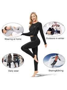 Set termico da donna da indossare sotto gli abiti per attività all'aperto in inverno, adatto per sci, caccia, ciclismo, corsa, campeggio, come strato base