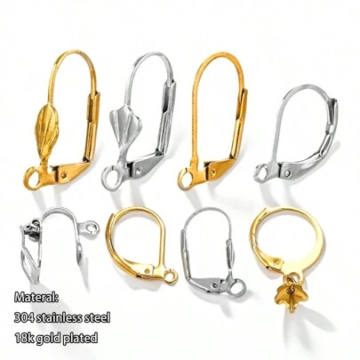 20 piezas Ganchos de acero inoxidable 304 para pendientes, ganchos para accesorios de joyería, clips para pendientes para hacer accesorios de joyería DIY y usar diariamente