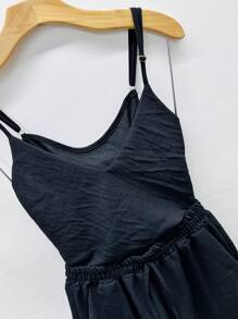 Women's Blouse Sleeve Shorts Set - Black - View 2