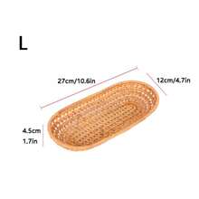 1pc Woven Rattan Mini Tray, Snack Plate, Fruit Basket, Bread Basket, Bowl For Home Decor, Kitchen, Christmas