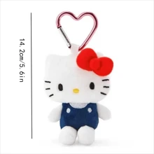 Sanrio 1pc Hello Plush Kitty Keychain With Heart Shape Clip 4" Inch Stuffed Plushie Purse Bag Charm Backpack Lucky Doll