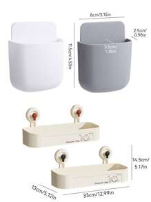 1/2PCS High-Quality Non-Punched Bathroom Shelves Wall-Mounted Suction Cup Shower Organizer Holder Plastic Shelf Bathroom - Multicolor - View 2