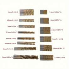50PCS Straight Shank Twisted Drill Bit, High Speed Steel Titanium Plated Hole Drill Set