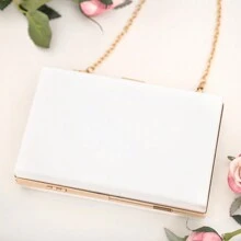 Bolsa de maquillaje de acrílico personalizada, embrague de dama de honor, bolsa de fiesta transparente, billetera personalizable, bolsa de maquillaje de viaje con cadena, hermoso regalo para la novia