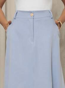 Women's Tailored Skirt Pantacourt Round Pocket And Button Social Evangelica - 淺藍色 - 查看 4