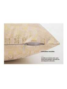 1 pieza de Funda De Almohada Cuadrado De saten, diseño a rayas doradas 45x45, Estilo Ins, decoración moderna minimalista para sala de estar, sofá, cabecera, cojín de tela - Beis - Ver 7