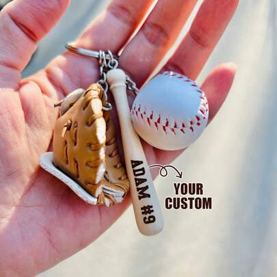 Stainless Steel Baseball Keychain | Mini Baseball Bag Tag | Customized For Baseball Game | Gift For Baseball Team | Gift For Athlete | Backpack Keychain
