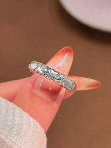 1 件 925 纯银简约钻石图案戒指，简约日常戒指，女士戒指精美珠宝礼物女士时尚配饰 - 菱形紋戒指 - 查看 5