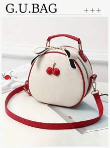 Kirsche, Kirsche Deko, Rundtasche, Umhängetasche, Damen Handtasche, Weihnachtsgeschenk. Kleiner und frischer Stil, geeignet für tägliche Arbeitswege, Dates, Partys, Reisen, Reisegepäck, perfektes Valentinstaggeschenk für Freundinnen, Mädchen, Mütter, Lehrerinnen, Krankenschwestern