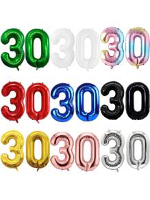 30-Year-Old Party Decoration Balloon Aluminum Film Balloon Digital Balloon - Multicolor - View 9