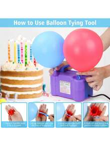 Electric Balloon Pump, Portable Dual Nozzle Electric Balloon Inflator For Christmas Birthday New Year Wedding Party Decoration - 英規插(220-240V) - 查看 7